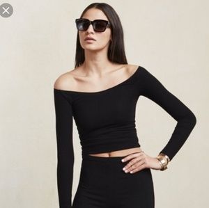 Reformation black off the shoulder cropped top